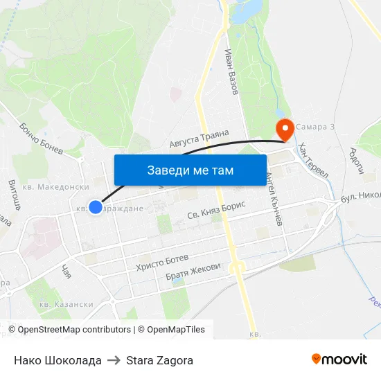 Нако Шоколада to Stara Zagora map