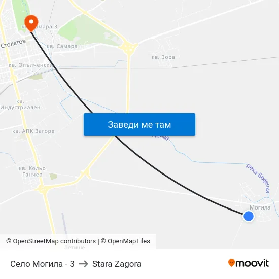 Село Могила - 3 to Stara Zagora map
