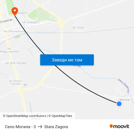 Село Могила - 3 to Stara Zagora map