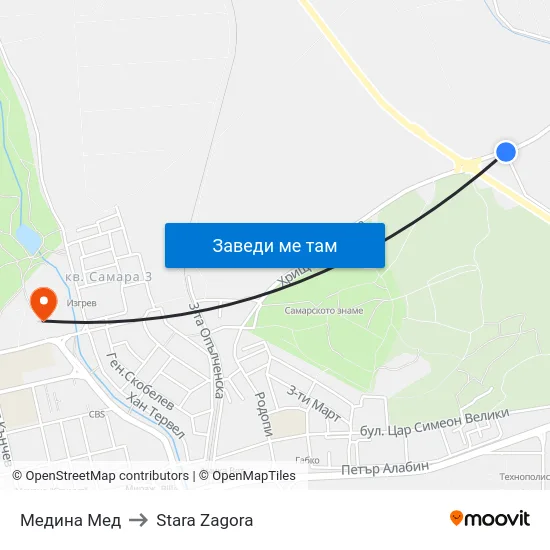 Медина Мед to Stara Zagora map