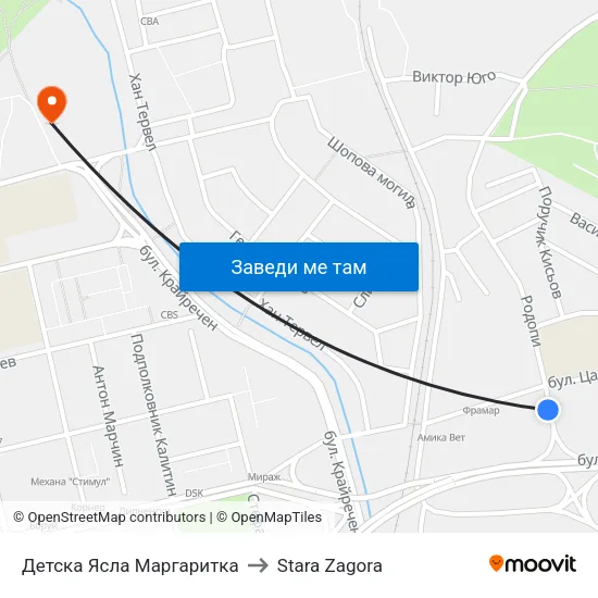 Детска Ясла Маргаритка to Stara Zagora map