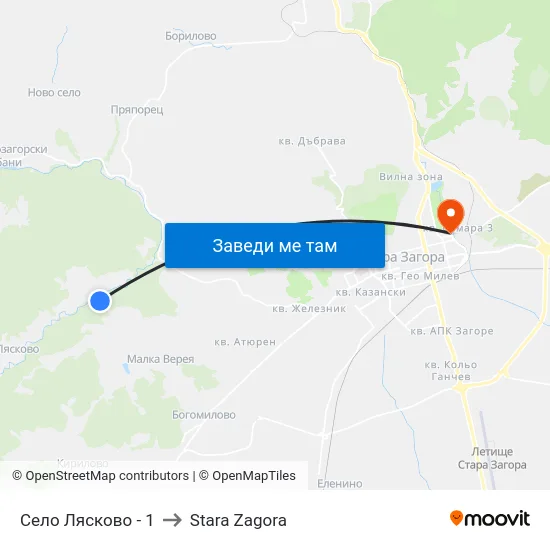 Село Лясково - 1 to Stara Zagora map