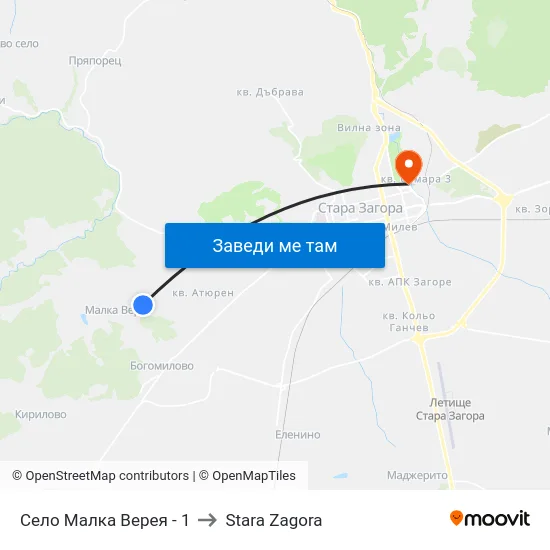 Село Малка Верея - 1 to Stara Zagora map