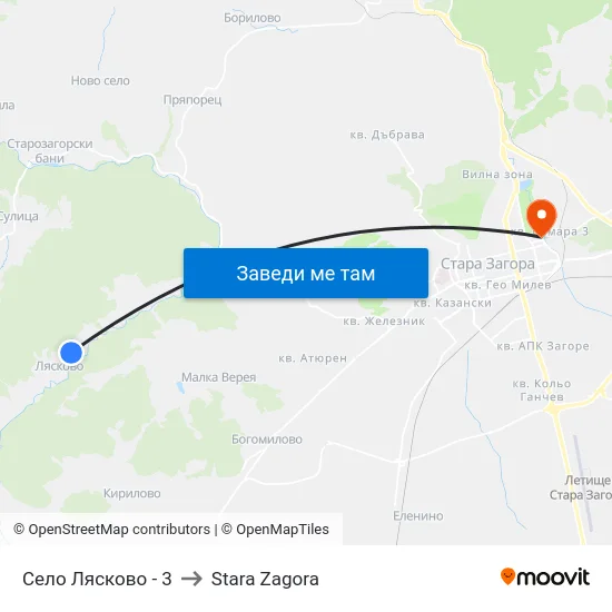 Село Лясково - 3 to Stara Zagora map