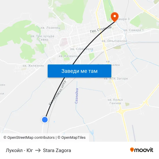 Лукойл - Юг to Stara Zagora map