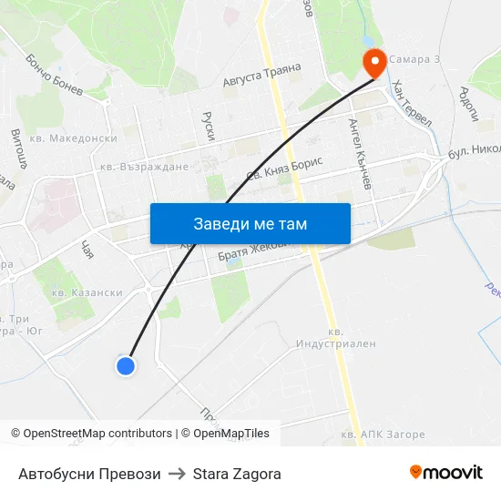 Автобусни Превози to Stara Zagora map