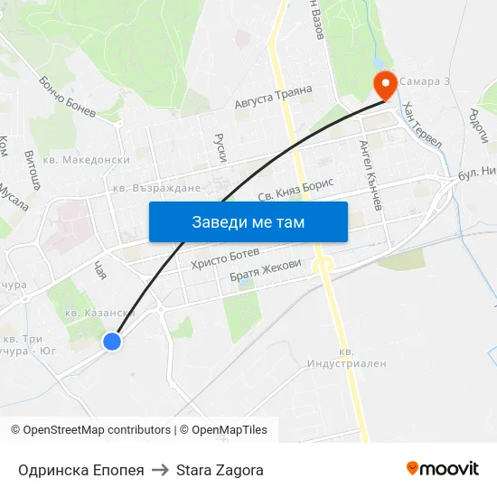 Одринска Епопея to Stara Zagora map
