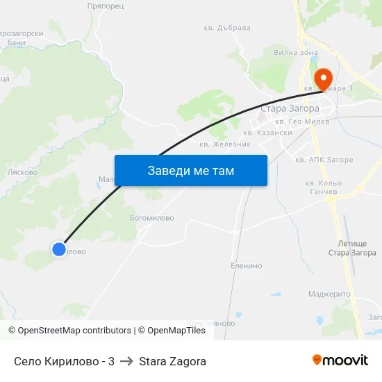 Село Кирилово - 3 to Stara Zagora map