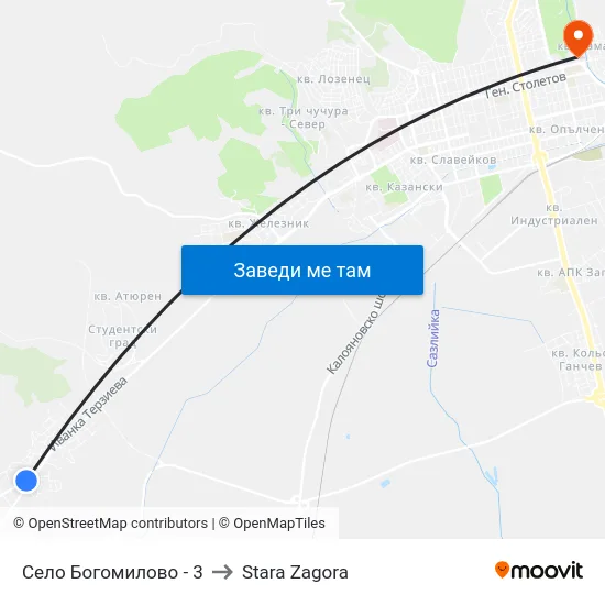 Село Богомилово - 3 to Stara Zagora map