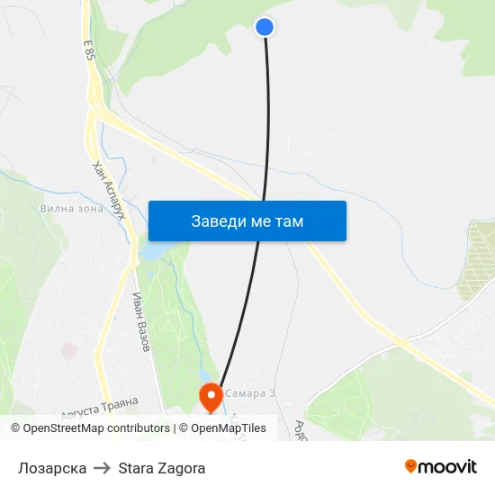 Лозарска to Stara Zagora map