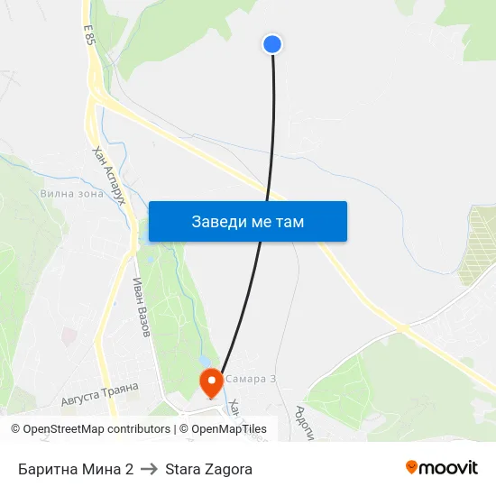 Баритна Мина 2 to Stara Zagora map