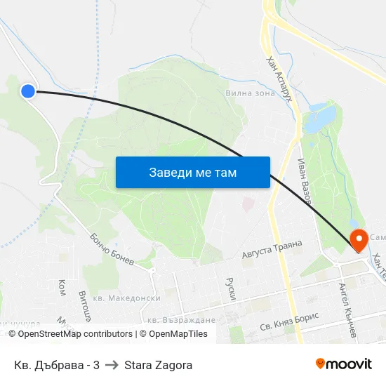 Кв. Дъбрава - 3 to Stara Zagora map