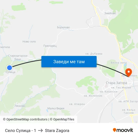 Село Сулица - 1 to Stara Zagora map