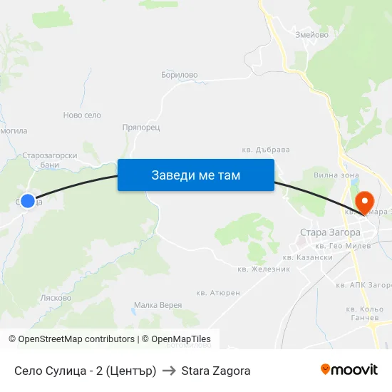 Село Сулица - 2 (Център) to Stara Zagora map