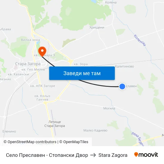 Село Преславен - Стопански Двор to Stara Zagora map
