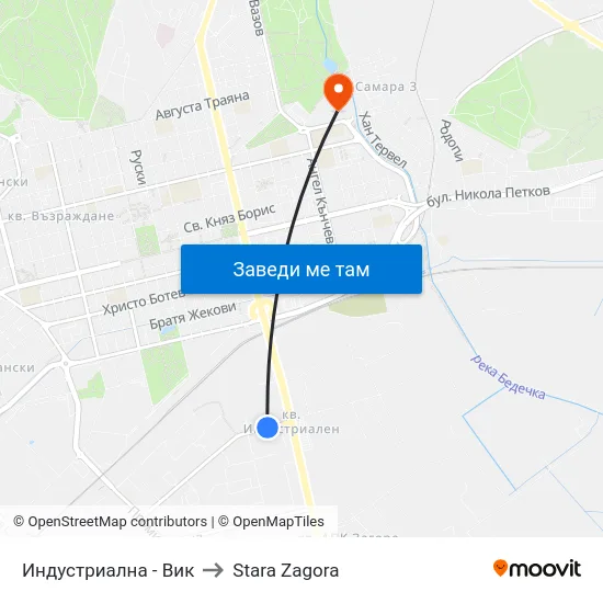 Индустриална - Вик to Stara Zagora map