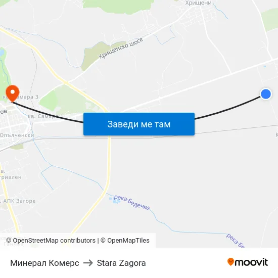 Минерал Комерс to Stara Zagora map