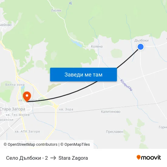 Село Дълбоки - 2 to Stara Zagora map