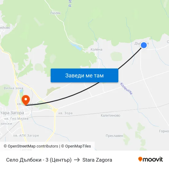 Село Дълбоки - 3 (Център) to Stara Zagora map