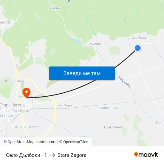 Село Дълбоки - 1 to Stara Zagora map