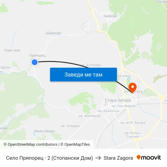 Село Пряпорец - 2 (Стопански Дом) to Stara Zagora map