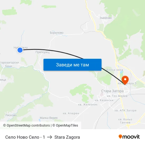 Село Ново Село - 1 to Stara Zagora map