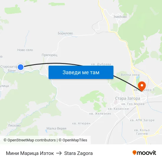 Мини Марица Изток to Stara Zagora map