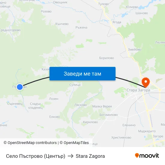 Село Пъстрово (Център) to Stara Zagora map