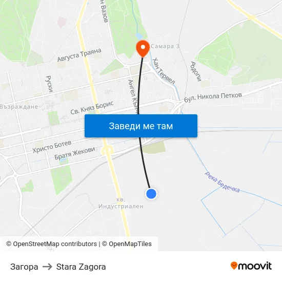 Загора to Stara Zagora map