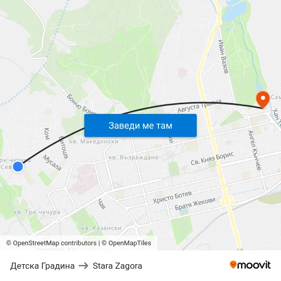 Детска Градина to Stara Zagora map