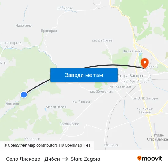 Село Лясково - Дибси to Stara Zagora map