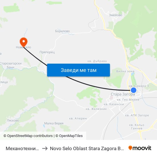 Механотехникум to Novo Selo Oblast Stara Zagora Bulgaria map