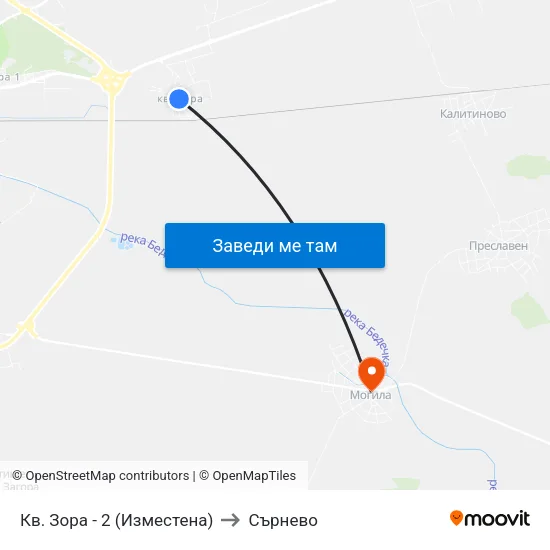 Кв. Зора - 2 (Изместена) to Сърнево map