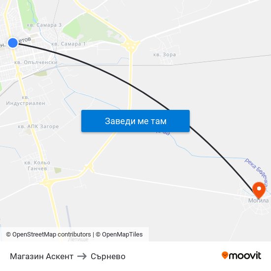 Магазин Аскент to Сърнево map