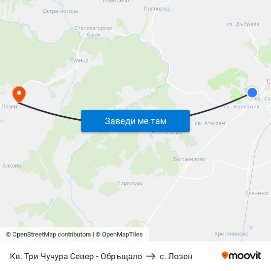 Кв. Три Чучура Север - Обръщало to с. Лозен map