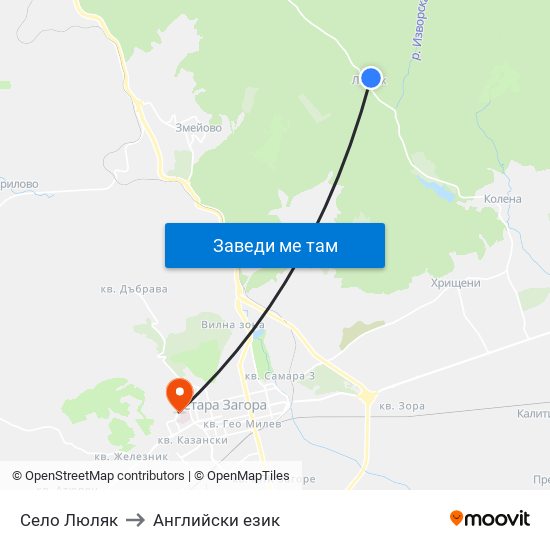 Село Люляк to Английски език map