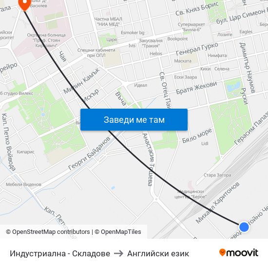 Индустриална - Складове to Английски език map
