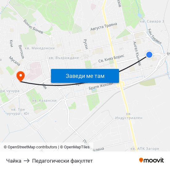 Чайка to Педагогически факултет map