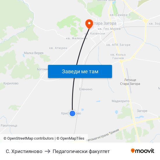 С. Християново to Педагогически факултет map