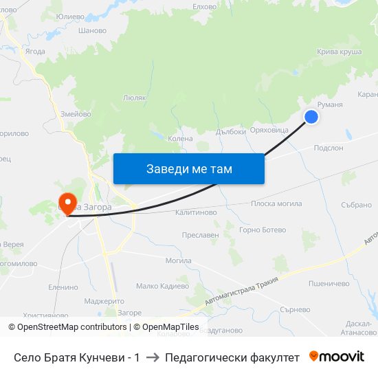 Село Братя Кунчеви - 1 to Педагогически факултет map