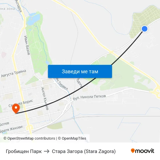 Гробищен Парк to Стара Загора (Stara Zagora) map