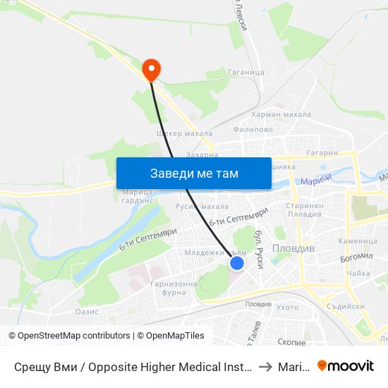 Срещу Вми / Opposite Higher Medical Institute (169) to Maritsa map