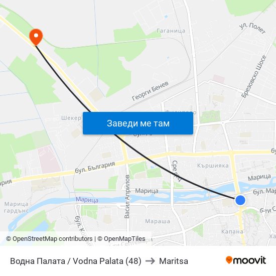 Водна Палата / Vodna Palata (48) to Maritsa map