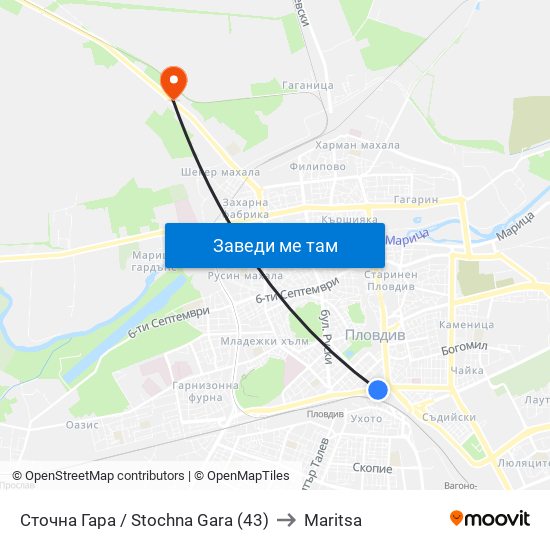 Сточна Гара / Stochna Gara (43) to Maritsa map