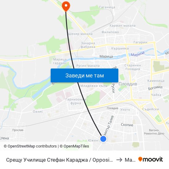 Срещу Училище Стефан Караджа / Opposite Stefan Karadzha School (38) to Maritsa map