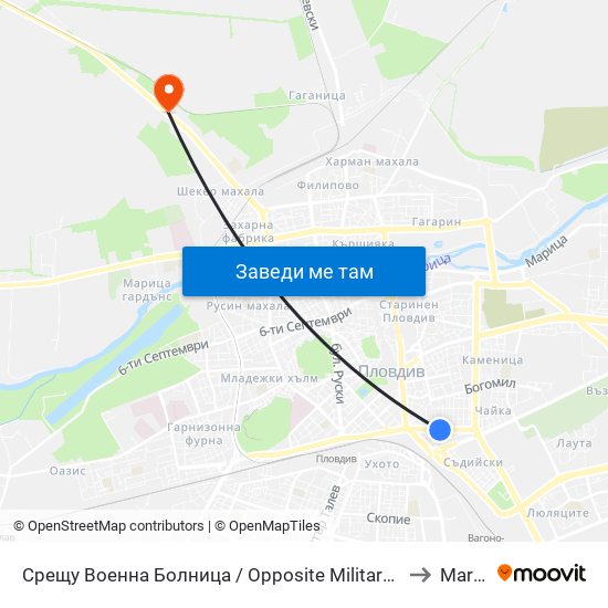 Срещу Военна Болница / Opposite Military Hospital (338) to Maritsa map