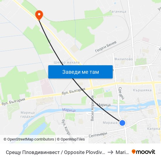Срещу Пловдивинвест / Opposite Plovdivinvest (274) to Maritsa map