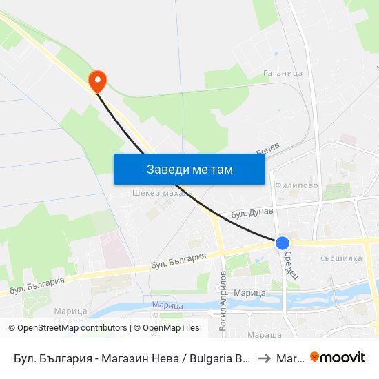 Бул. България - Магазин Нева / Bulgaria Blvd - Neva Store (99) to Maritsa map