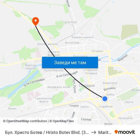 Бул. Христо Ботев / Hristo Botev Blvd. (334) to Maritsa map