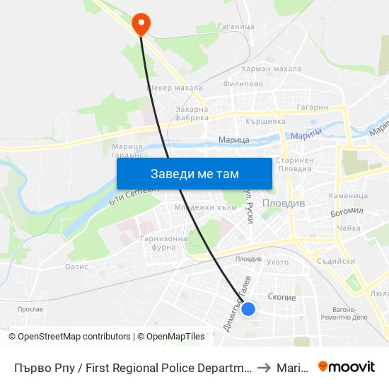 Първо Рпу / First Regional Police Department (60) to Maritsa map